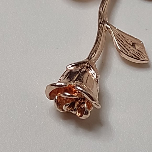 Cute Gold Tone Rose And S Initial Necklace Adjustable 18 to 19.5 Inches Long - Picture 4 of 12